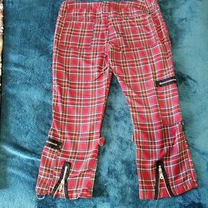 Red plaid punk pants